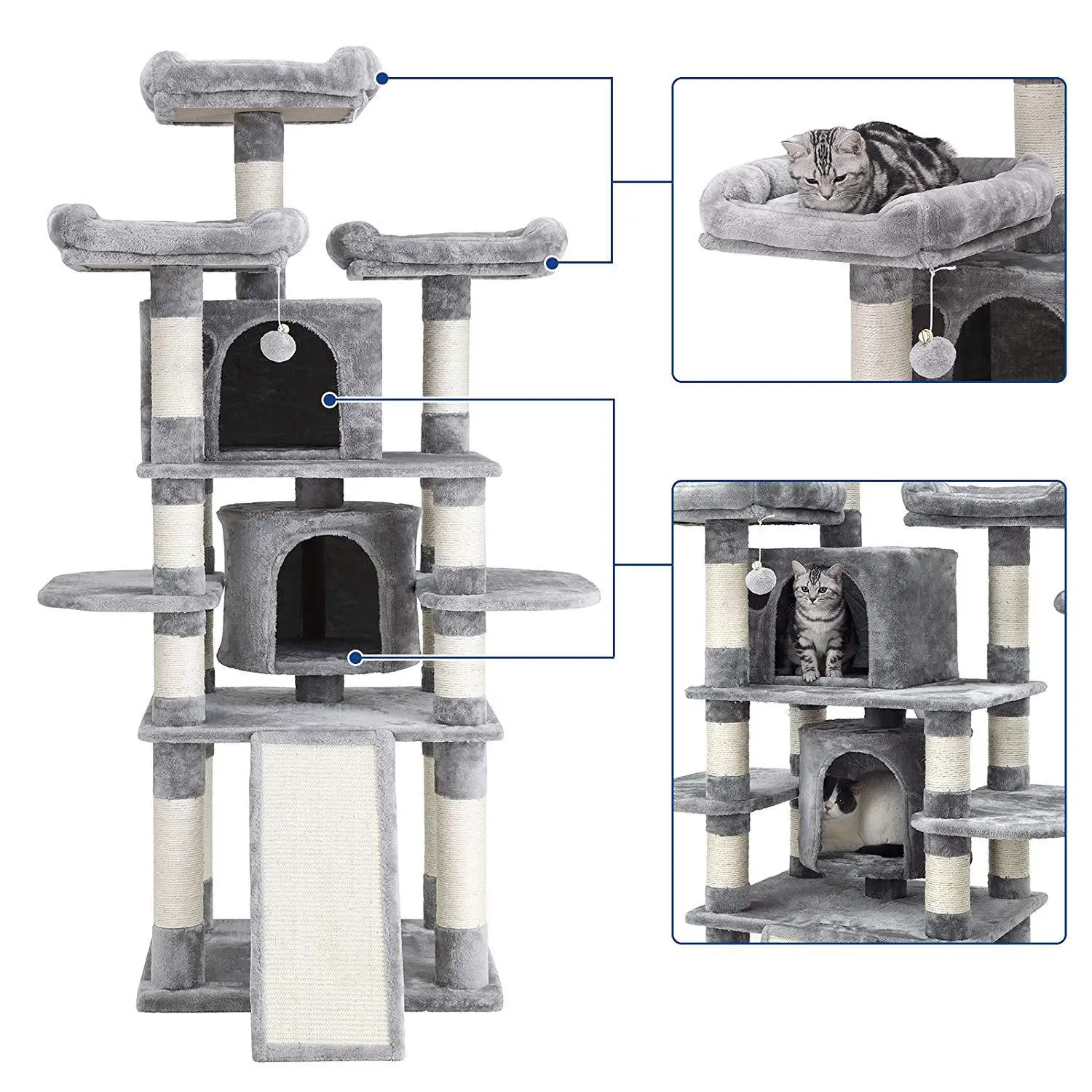 Wholesale Extra Large Multi-Level Cat Tree Condo Furniture with