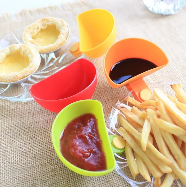 Dip Clip Bowl Plate Holder,1pcs Color Plastic Dish Chip and Dip Serving for Spice Tomato Sauce Salt Veggie Vinegar Ketchup Chips,Chip Clips Holders,Condiment Cups Dipping for Party Dinner 