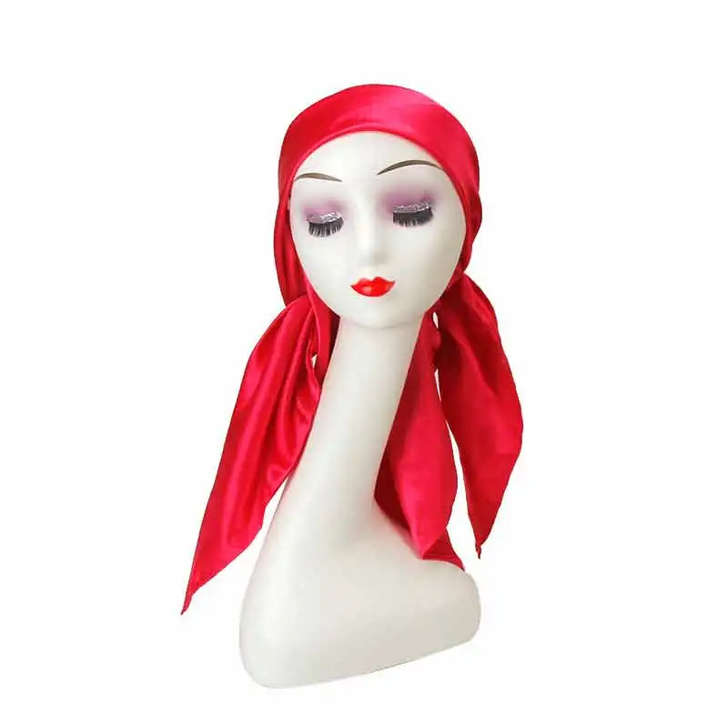 

Customized Logo 90X90cm Big Scarf Pure Satin Hair Head Wigs Scarf Square Scarf With Satin Material