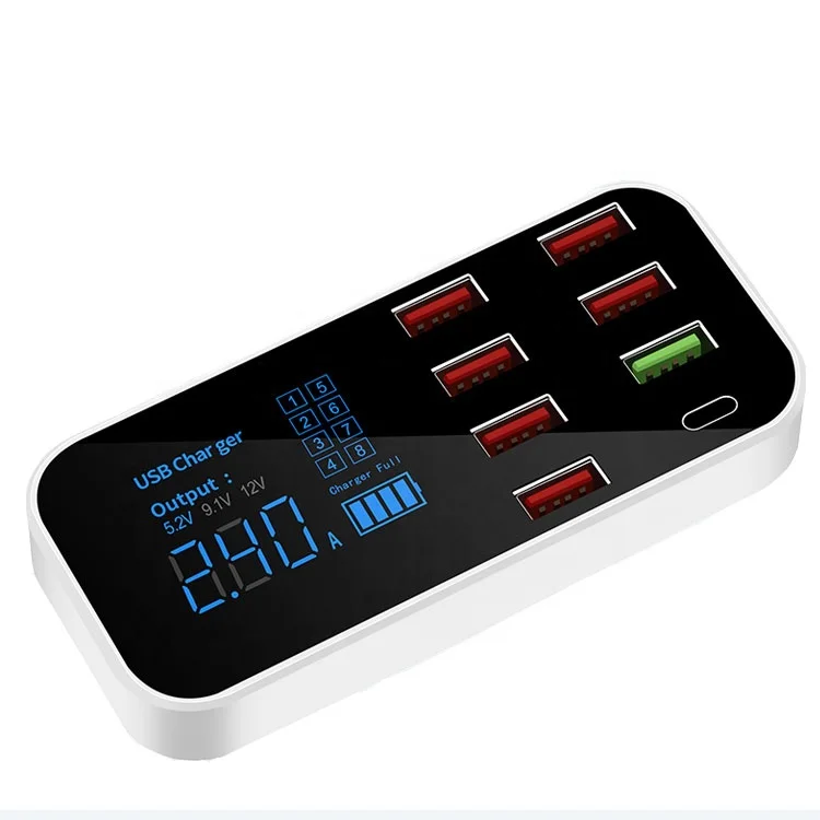 

Unique design 8ports QC3.0 cargador de coche multipuerto USB multi port car charger Cargador rapido para coche USB multipuerto, White