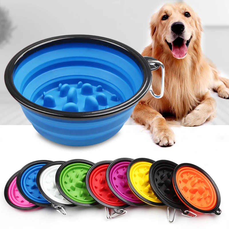 

Dog Bowl Foldable Eco Firendly Silicone Pet Cat Dog Food Water Feeder Travel Portable Feeding Bowls Puppy Doggy Food Container, Multi colors