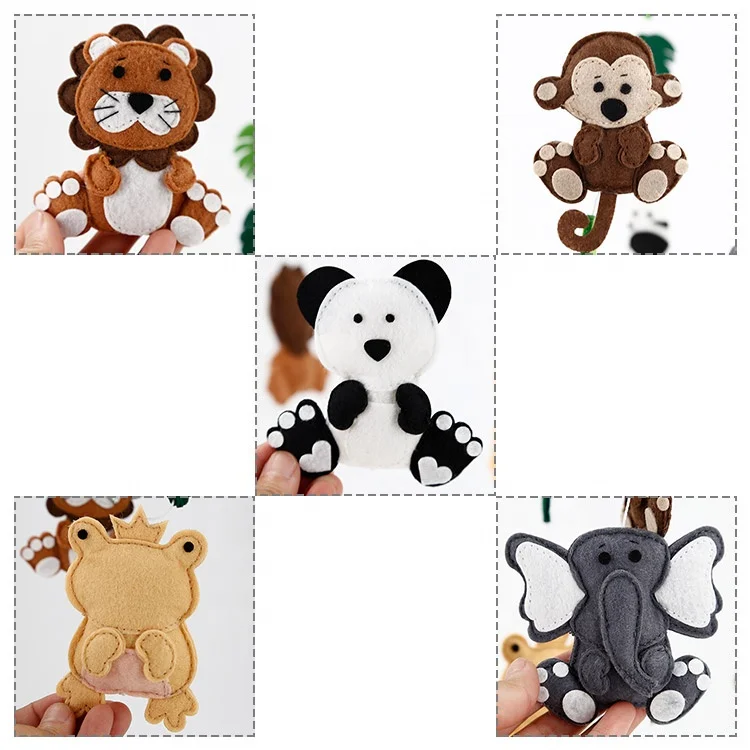 
Jungle Wildlife Zoo Animals Felt Baby Mobile Pure Handmade Mobile Crib Dolls Hanging Balls & Leaves Toys Children Gift 