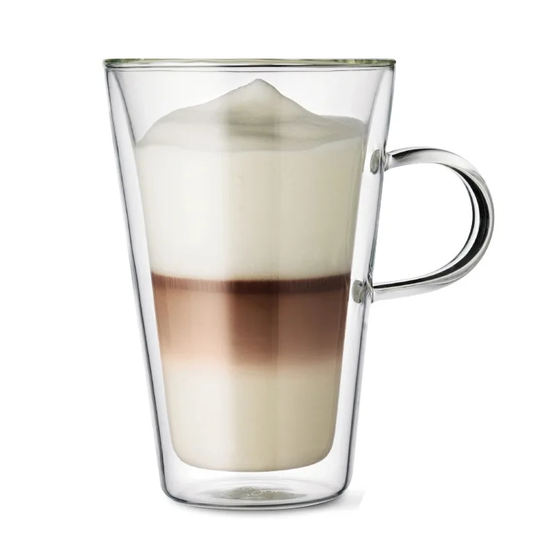 

Heat Resistant Clear Double Wall Borosilicate Glass Cup with Handle
