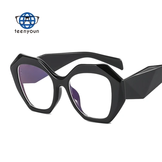 

Teenyoun Candy Color Polygon Square Eyeglasses Vintage Fashion Plastic Clear Computer Glasses Frame Anti-Blue Light Eyewear