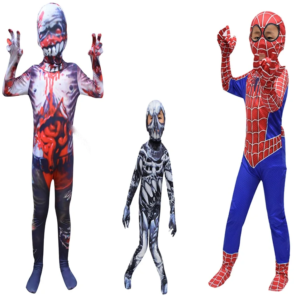 

2020 Halloween Costumes for Children Kids Spider Cosplay Costume Skeleton Monster Character Halloween Christmas Costume Suit, Picture show