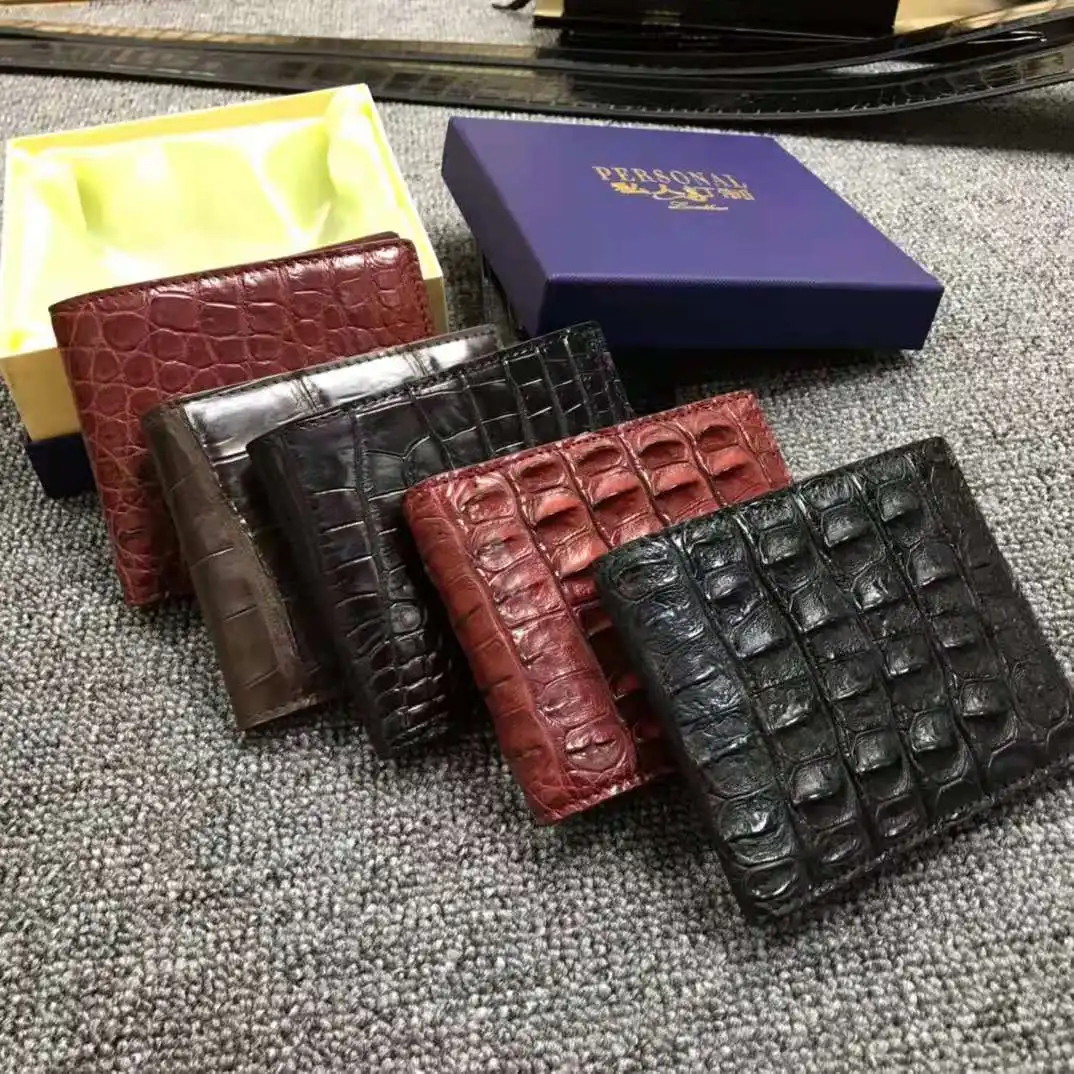 

Cappuccino bifold luxury designer custom minimalist alligator genuine made in china mens wallet leather, Multi