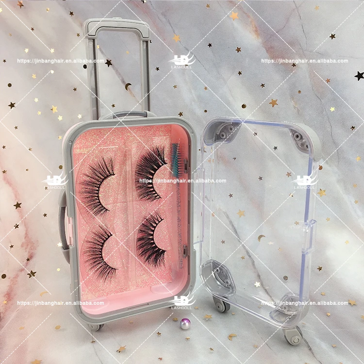 

Factory wholesale natural look faux mink eyelash extension custom eyelash packaging box new arrival suitcase, Natural black