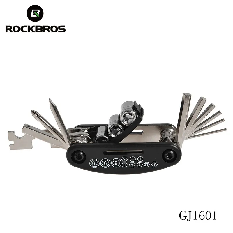 

ROCKBROS Wholesale 16 in 1 Pocket Mini Portable Bicycle Multi Tool Bike Tools Multifunction Bicycle Repair Tool, Black