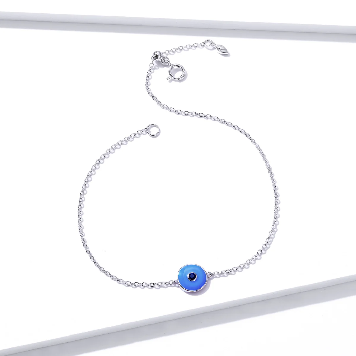 

Fine Jewelry 925 Silver High Quality Blue Eye Chain Charm Bracelet