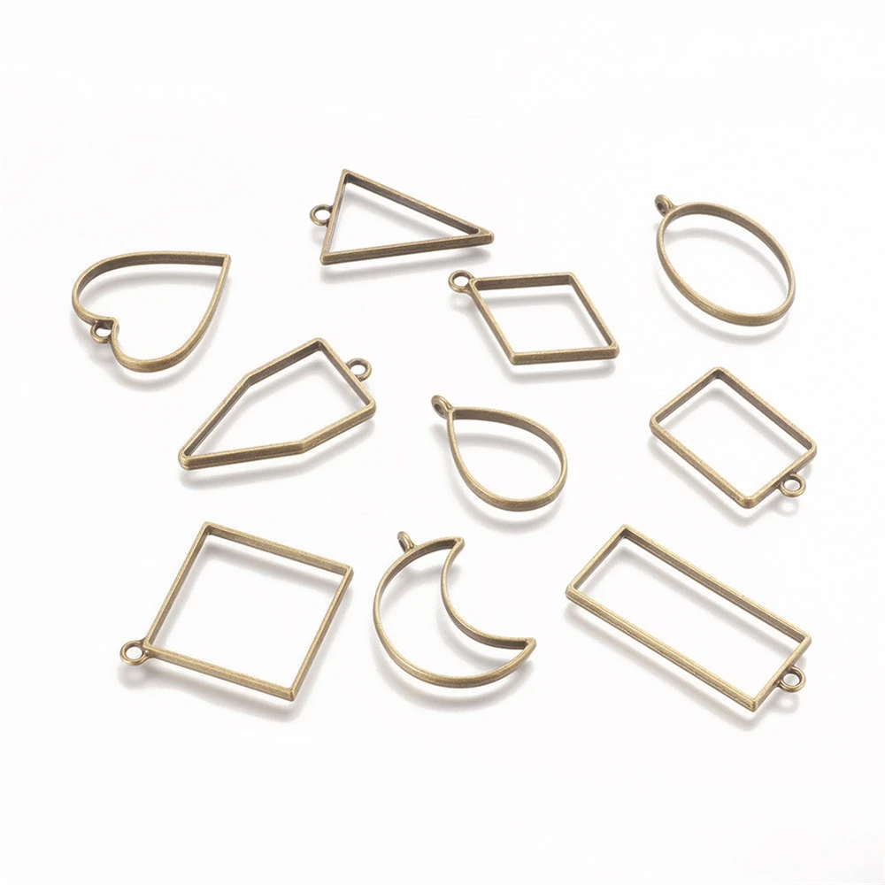 

10PCS Open Back Pendant Hollow Bezel for DIY Crafts UV Epoxy Resin Jewelry Frame Pendants