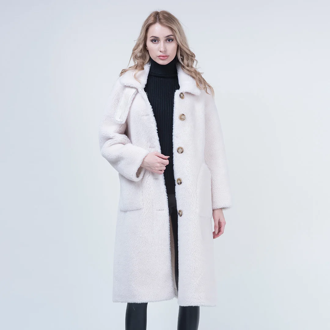 

Custom Women Long Short Casual Sheep Shearing Winter Coat, 7 colors