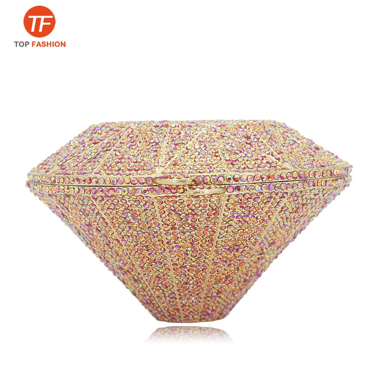 

Factory Wholesales Diamond Shape Alloy Evening Bag Crystals Geometric Pattern Wedding Party Clutch bag Purse Handbag, ( accept customized )