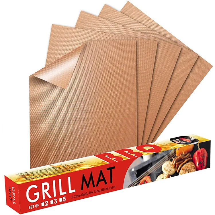 

Largest customized premium fireproof charcoal copper ptfe fiberglass bake heating bbq grill mat, Copper color