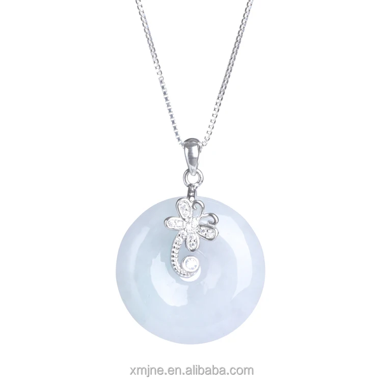 

Natural Jade Lucky Donut Jade Pendant S925 Silver Necklace Female Simple Niche Jade Pendant