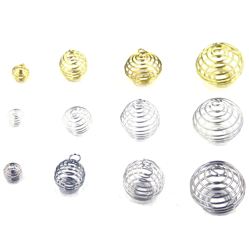 

Spiral Cage Pendant Wire Spiral Spring Bead Cages Pendants for Jewelry Making Accessories Pendant Cage