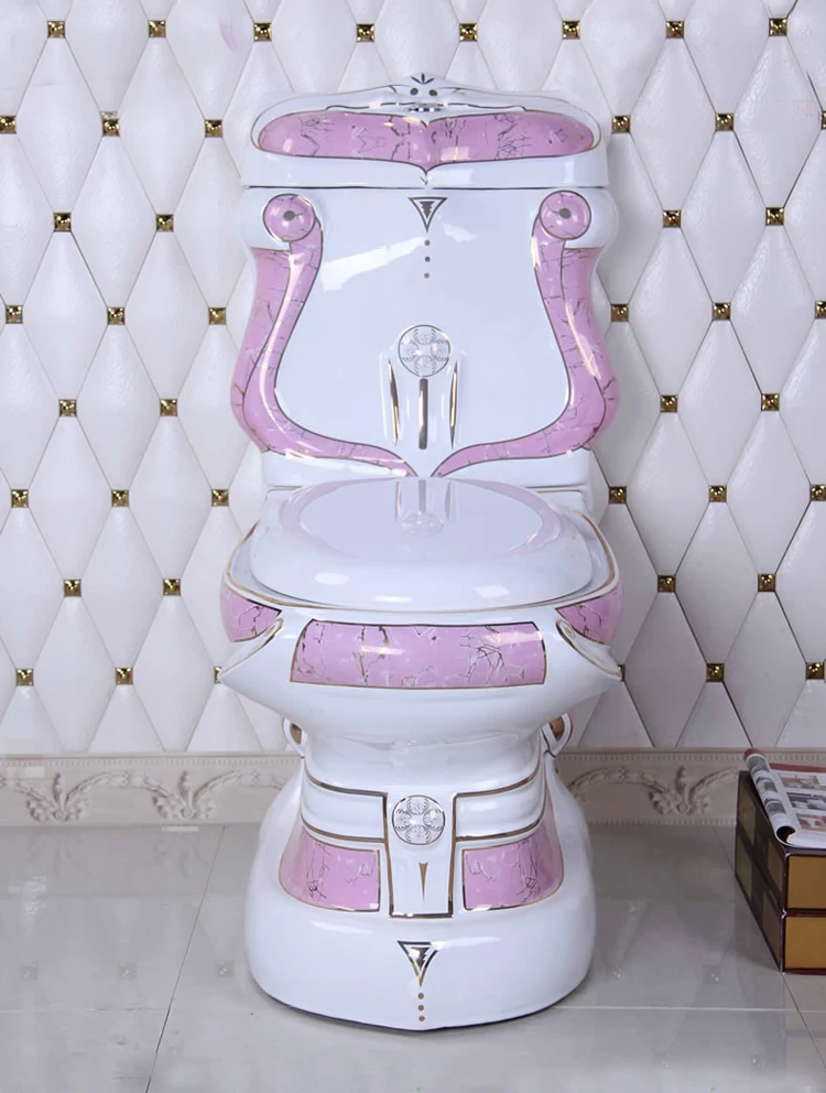 Luxury Sanitary Wares Two Pieces Strap Bathroom Pink Colored Toilets