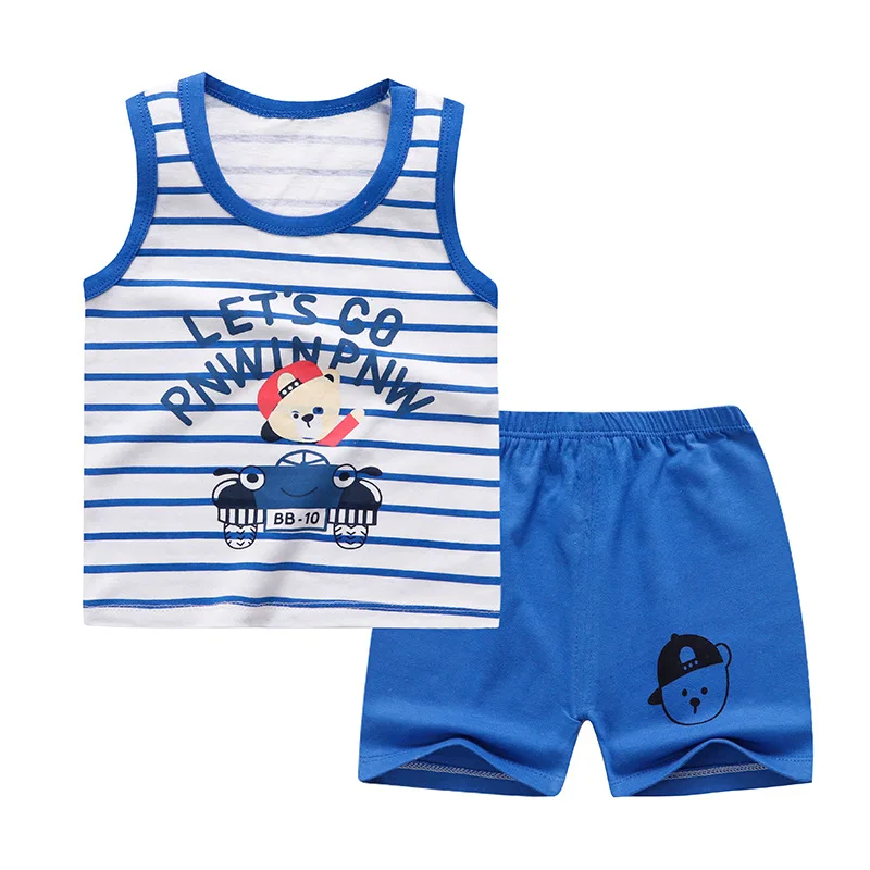 

New Children's Sleeveless Two-piece Thin Baby Summer Clothes Baby Suit Boys and Girls Summer Clothes