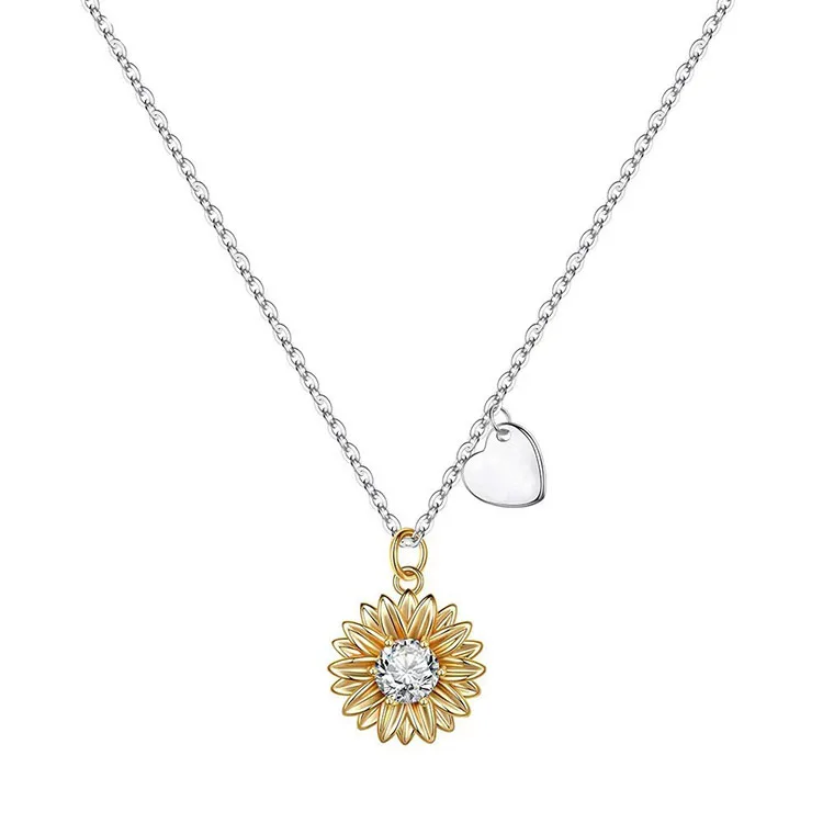 

G2159 Hot Sale S925 Sterling Silver Sun Flower Pendant Necklaces Jewelry Sunflower Necklace For Women
