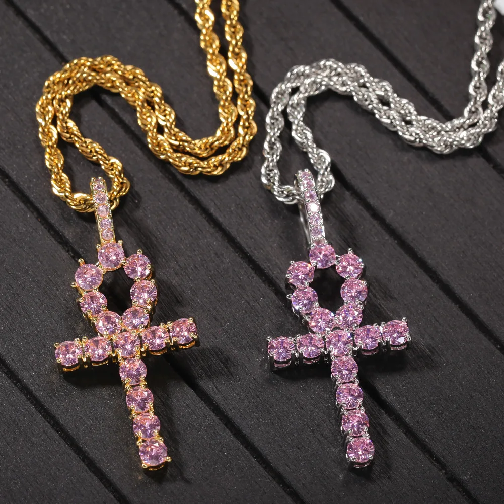 

Gold Iced Out Ankh Cross Pendant Men Hip Hop Jewelry for amazon/ebay/wish online store for Wholesale Agent, Gold and sliver color