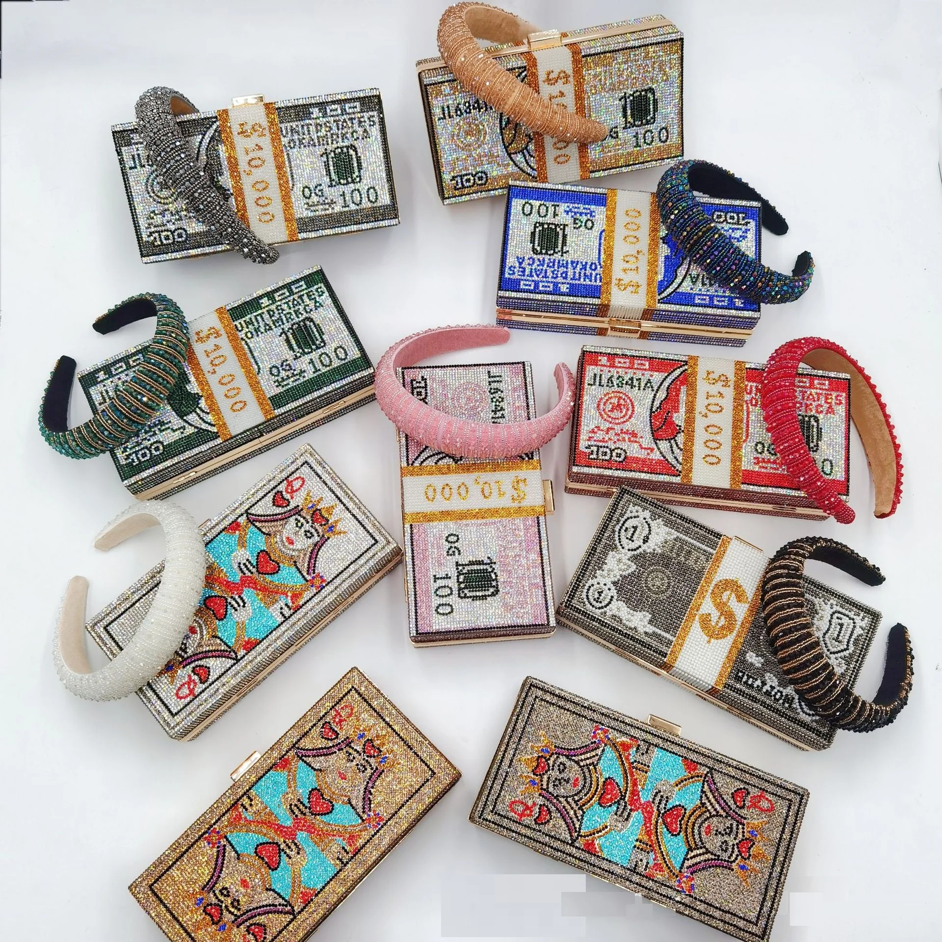 

Hot Sales Bling Hairband And US Dollar Purse Handbag