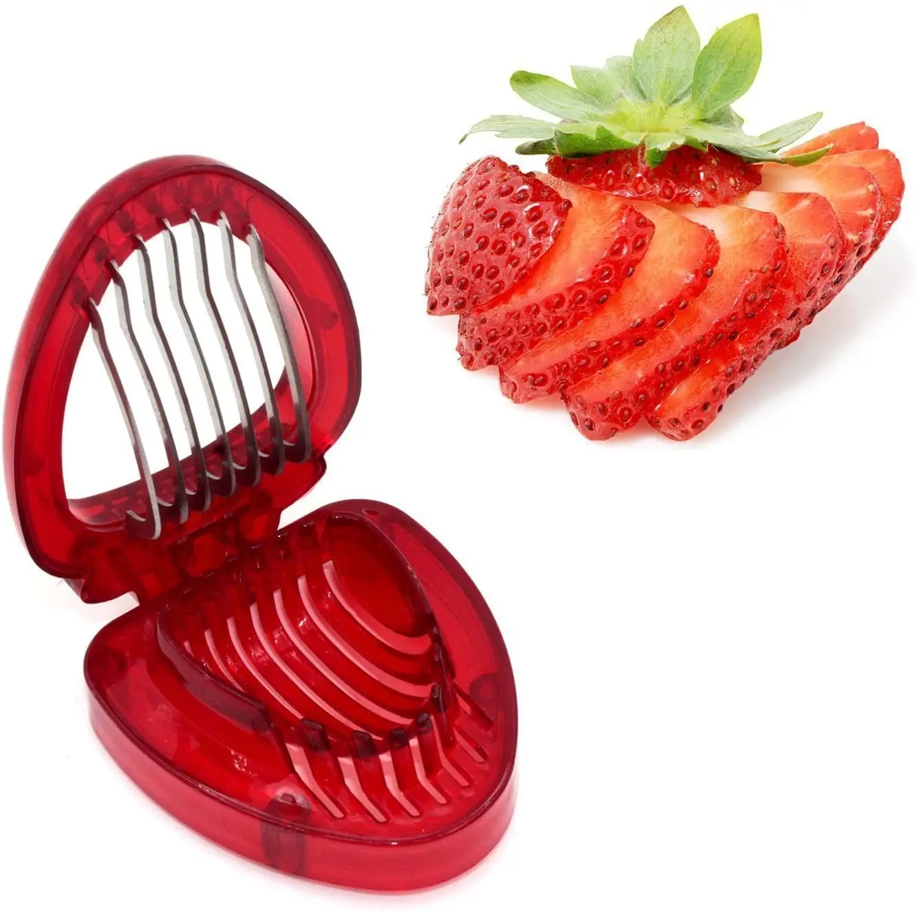 

Manjia Stainless Steel Blade Gadgets Kitchen Tool Mini Strawberry Slicer Cut Fruit Egg Cherry Slicer