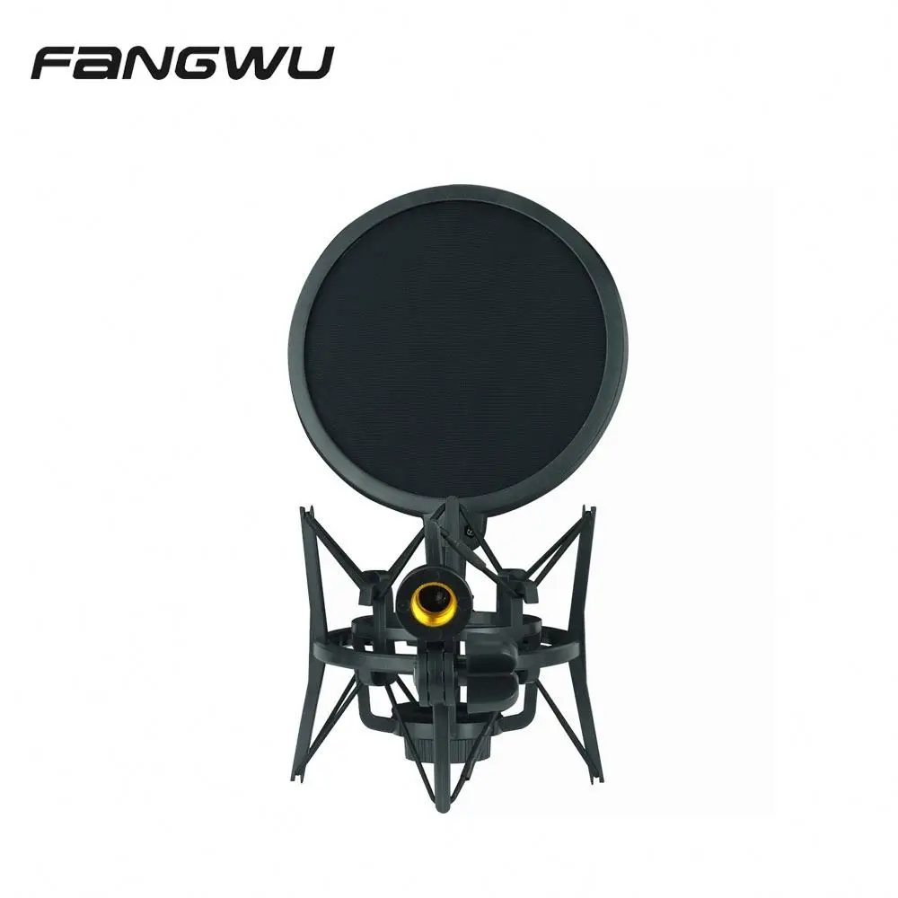 

Mic Microphone Shock Mount Holder and Pop Shield Filter Screen, Black
