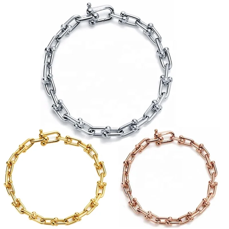

New Hardwear collection Bracelet Bangles 925 sterling silver Bracelet for Women couple love U link chain Logo Bracelets Jewelry