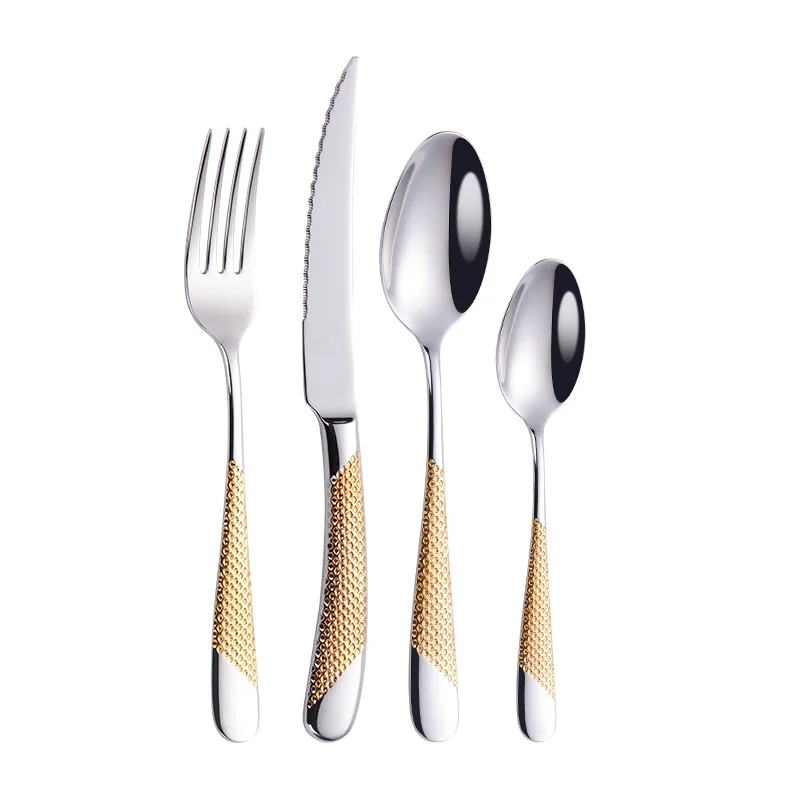 

Stainless Steel Royal Silver And Gold Cutlery Set Flatware Set With Box
