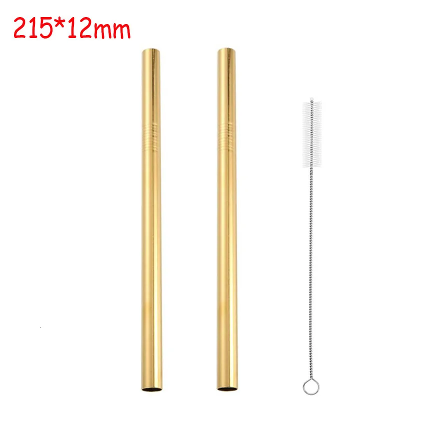 

12mm Amazon Top Selling Straight Straw Gold Set Laser Logo Stainless Steel Drinking Straws, Customized