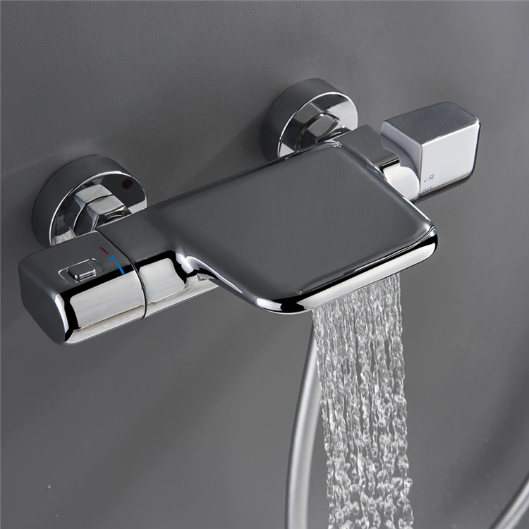 Bathroom Shower System Thermostatic Rain Shower Head Chrome Brass Shower Faucet Set