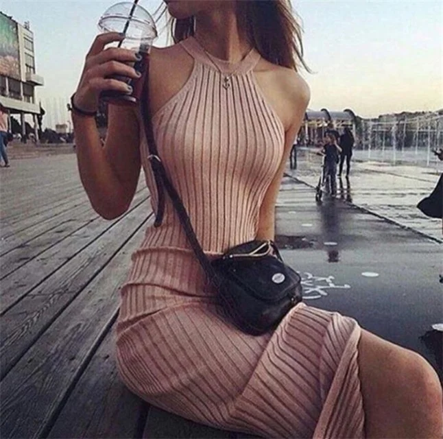 

B22538A Sexy women Strapless Corset elastic bag hip knit Dress