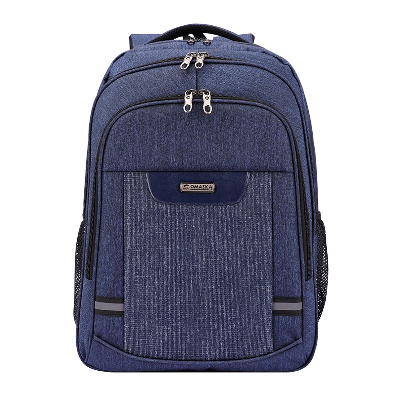 

OMASKA Custom Logo waterproof college school bags men business laptop backpack, Blue,custom color