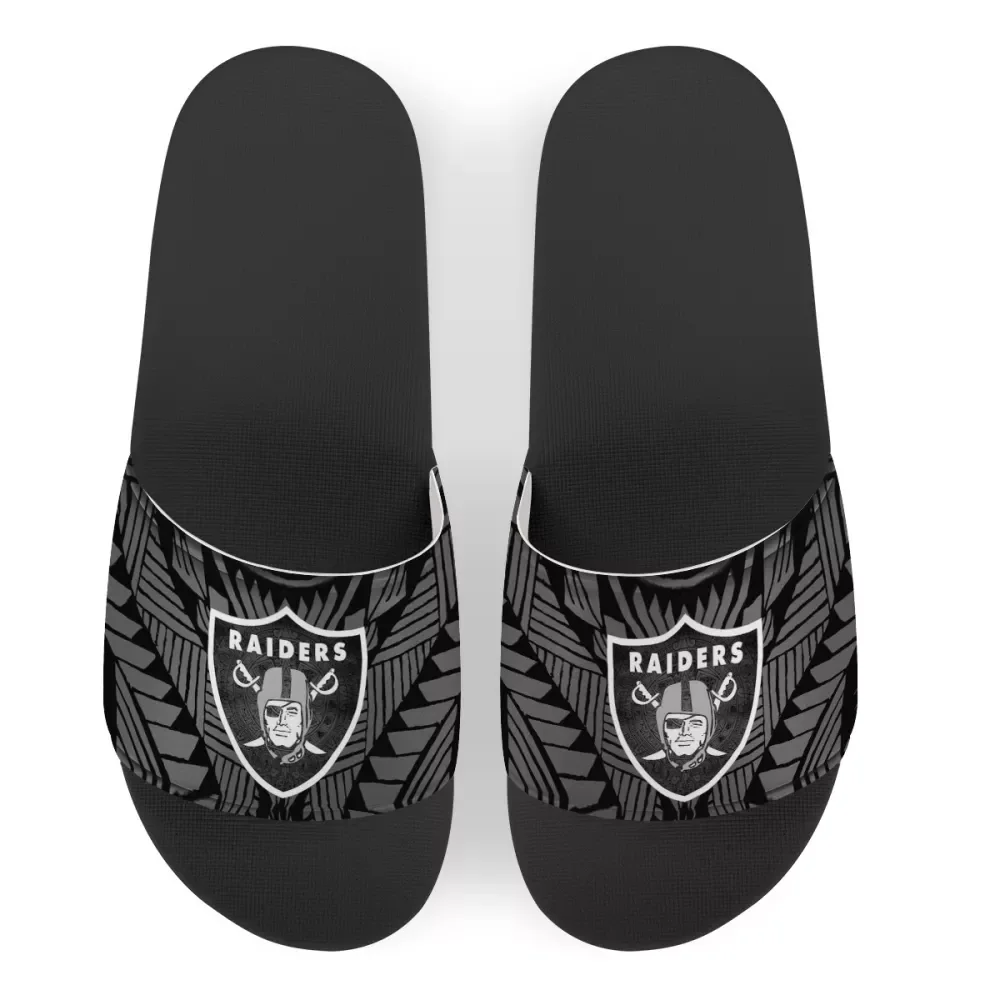 

Las Vegas football team slippers New model shoes black men slippers Polynesian tribal design Slide NFLE sandal high quality PVC, Customized color