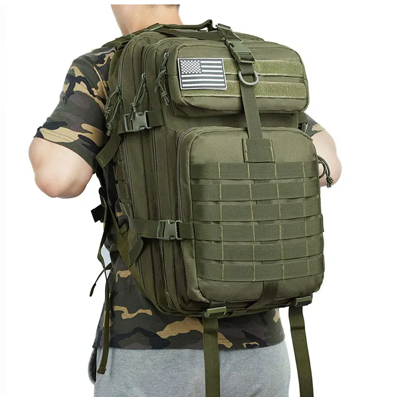 

Large Backpack 50L Capacity Men Army Military Tactical Waterproof Outdoor Sport Hiking Camping Travel 3D Rucksack Bags For Men, Tactical duffle black khaki bag