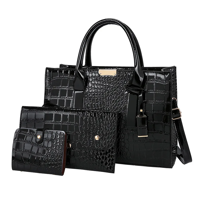 

2020 New 3 Piece Set Noble Goddes Purses And Handbags Shoulder Bag Diagonal Crocodile Pattern Crossbody Bag Women Hand Bags, Red,black, coffee