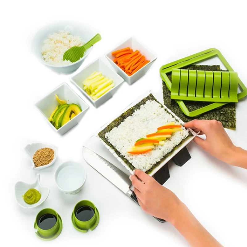 

Homemade Sushi Making Kit Easy at Home DIY Sushi Maker for Beginners Kitchen Rice Roll Mold Tools, As shown