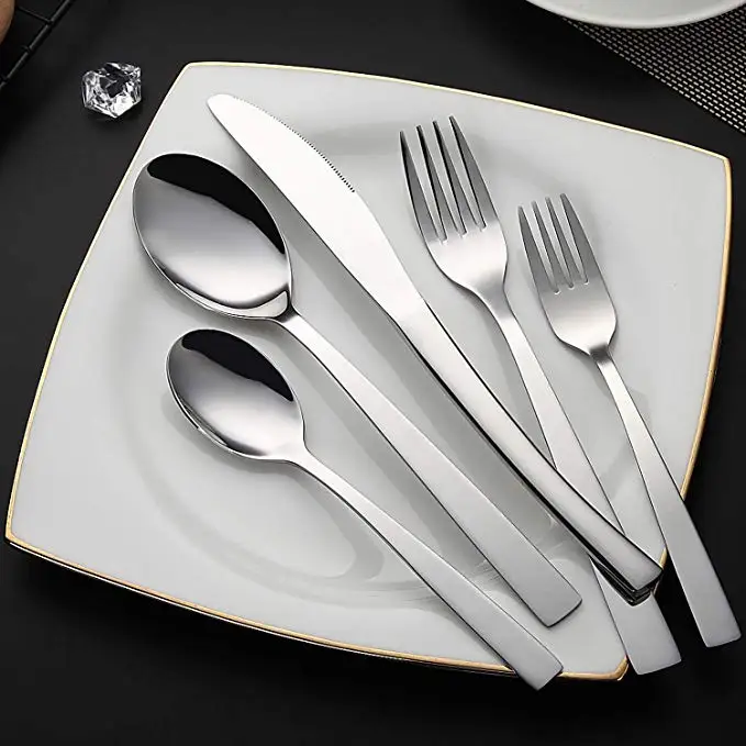 

20 Pieces Stainless Steel Silverware Tableware Dinnerware Cutlery Flatware Set for 5 with Knife Spoons Forks Dinner Set, Gold,rose gold,silver,black