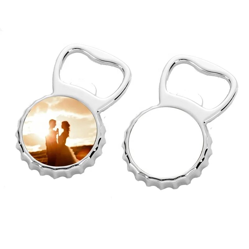 

Personalized Logo Bottle Cap Shape Bottle Openers Sublimation Stainless Steel Bottle Opener, Silver