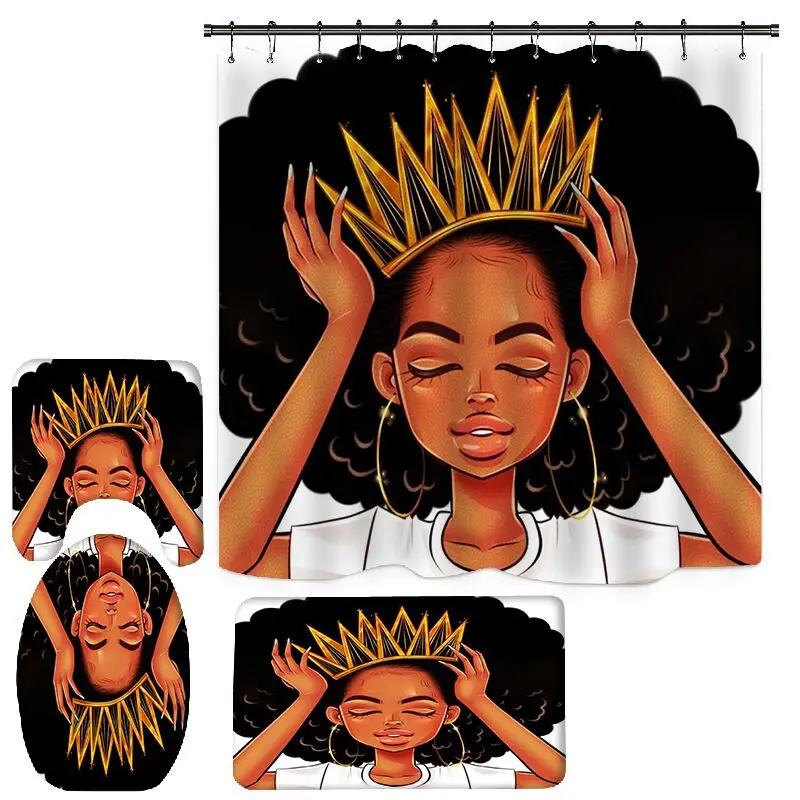 

Customized African national cloth printed shower curtain sets for bathroom, Picture