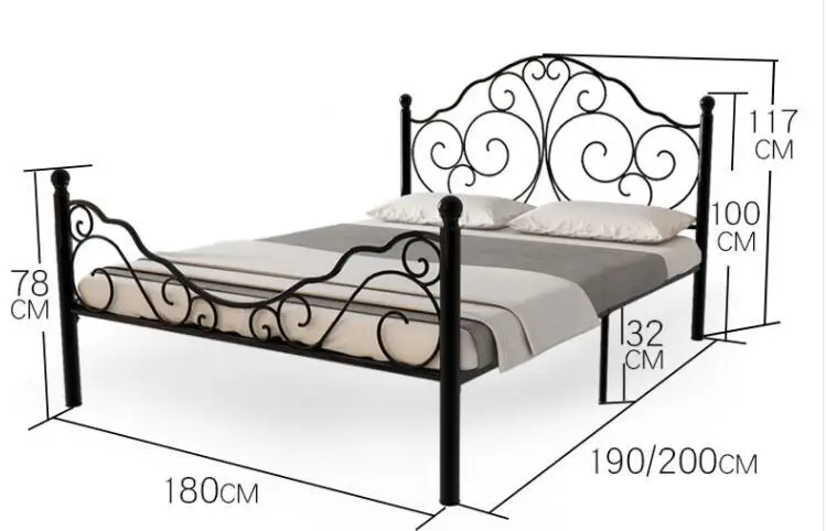 European minimalist fashion wrought iron metal bed frame