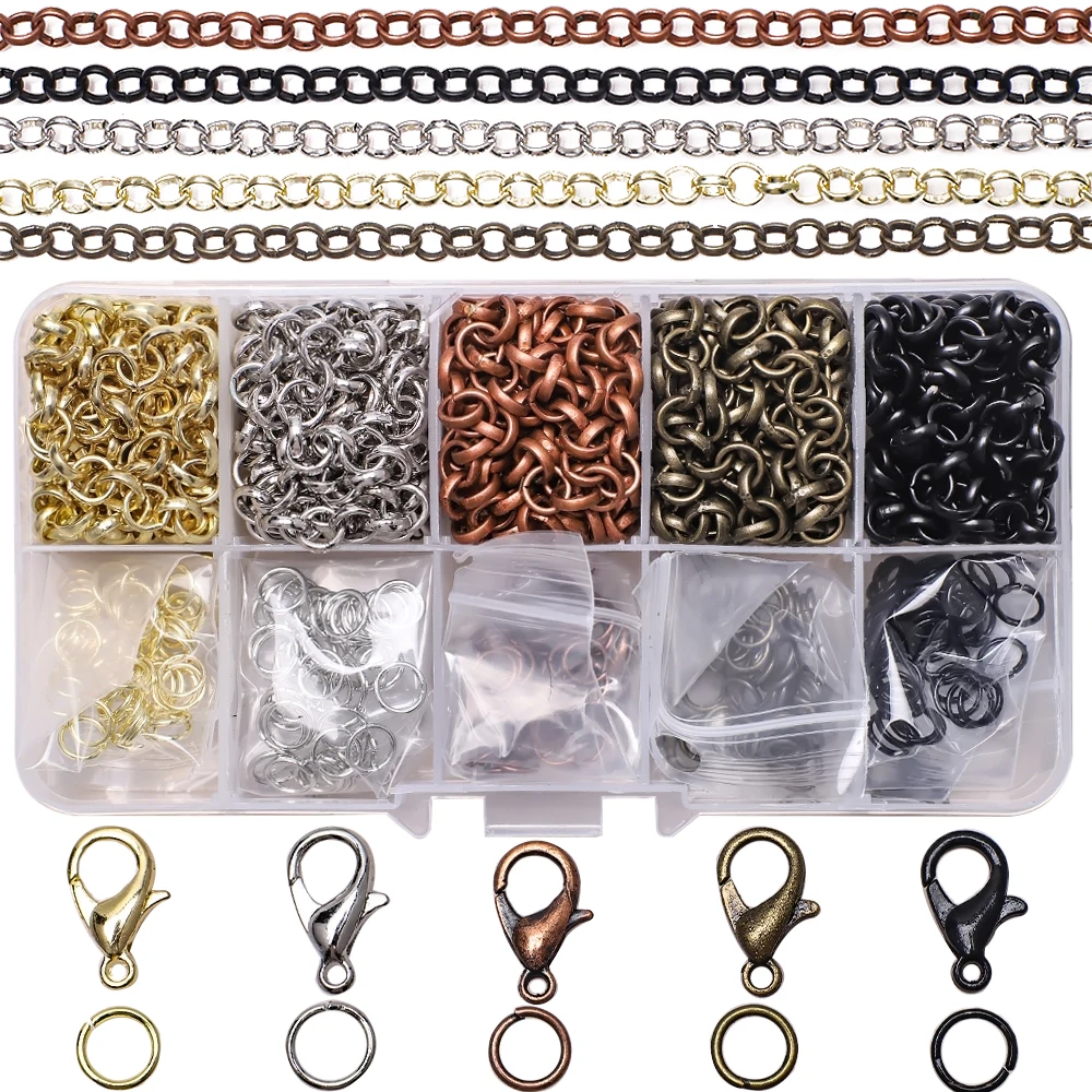 

Zinc Alloy Chain Circle Metal Jewelry Findings Box Set Fashion Charming Pendant Bracelet Making Kit Handmade Crafts Accessories