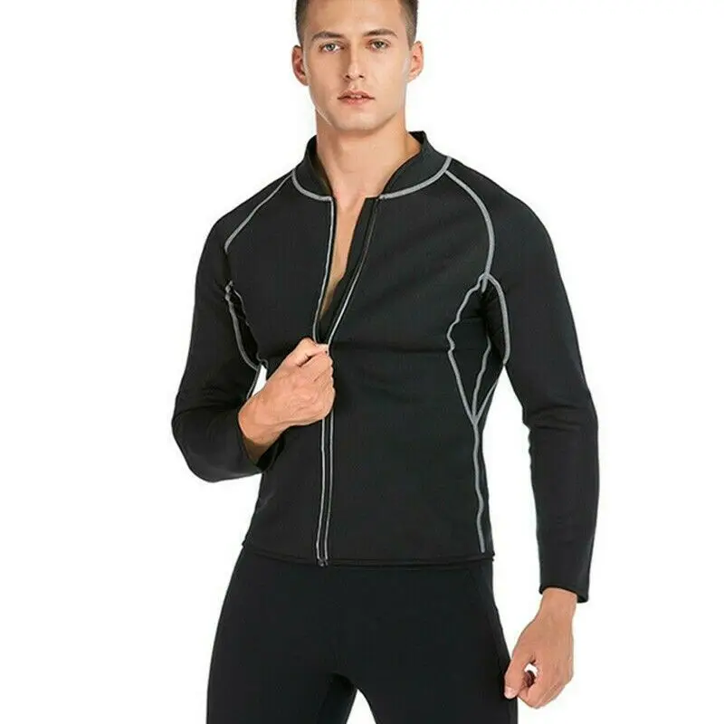 

Quick Dry Trainer Muscle Exercise Fitness Sweatshirt Body Building Gym Sport Wear Sauna Suit Sauna Suit Zipper, Balck