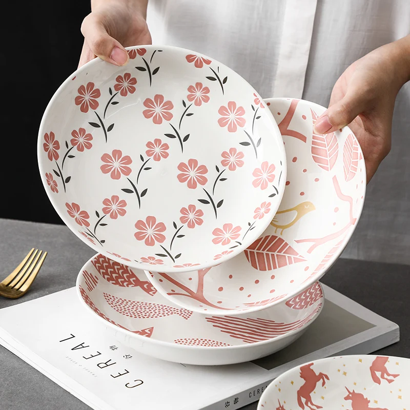

Japanese style ceramic plate with new print durable plate
