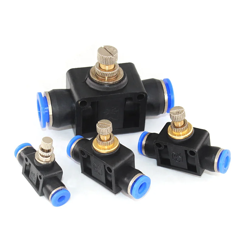 

Union Straight Push To Connect Air Flow Control Valve Speed Controller Fitting Pneumatic Throttle Valve pneumatic quick coupling