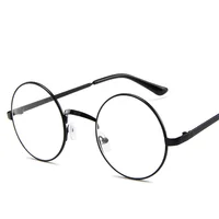 

Women Vintage Glasses Frame Plain Mirror Big Round Metal Optical Frame For Girl Eyeglass Clear Lens oculos feminino de grau