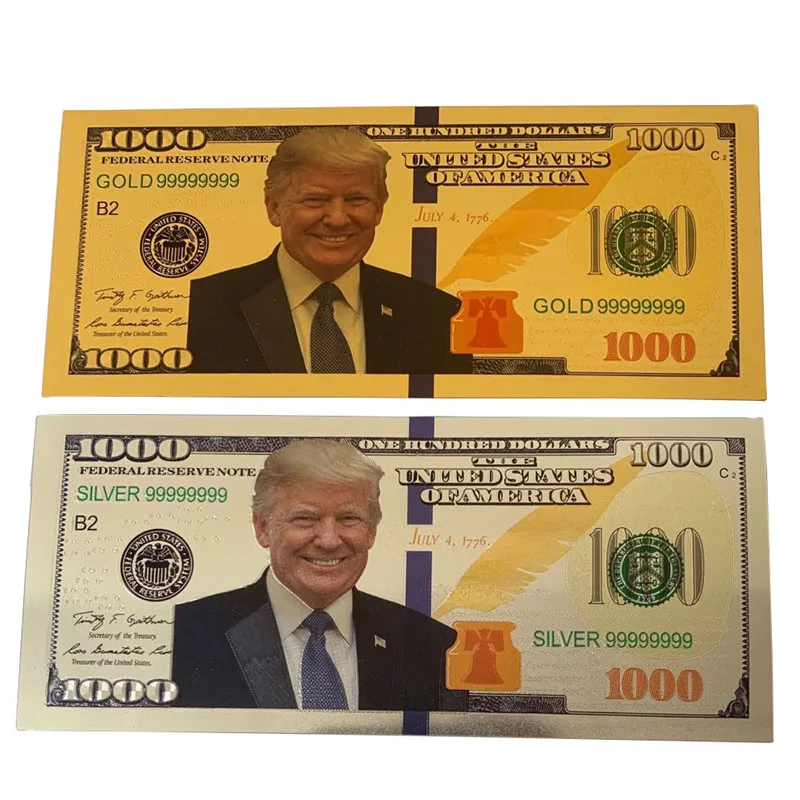 

Promotion gift 2020 New USA Trump 24k gold foil banknote trump dollar bills