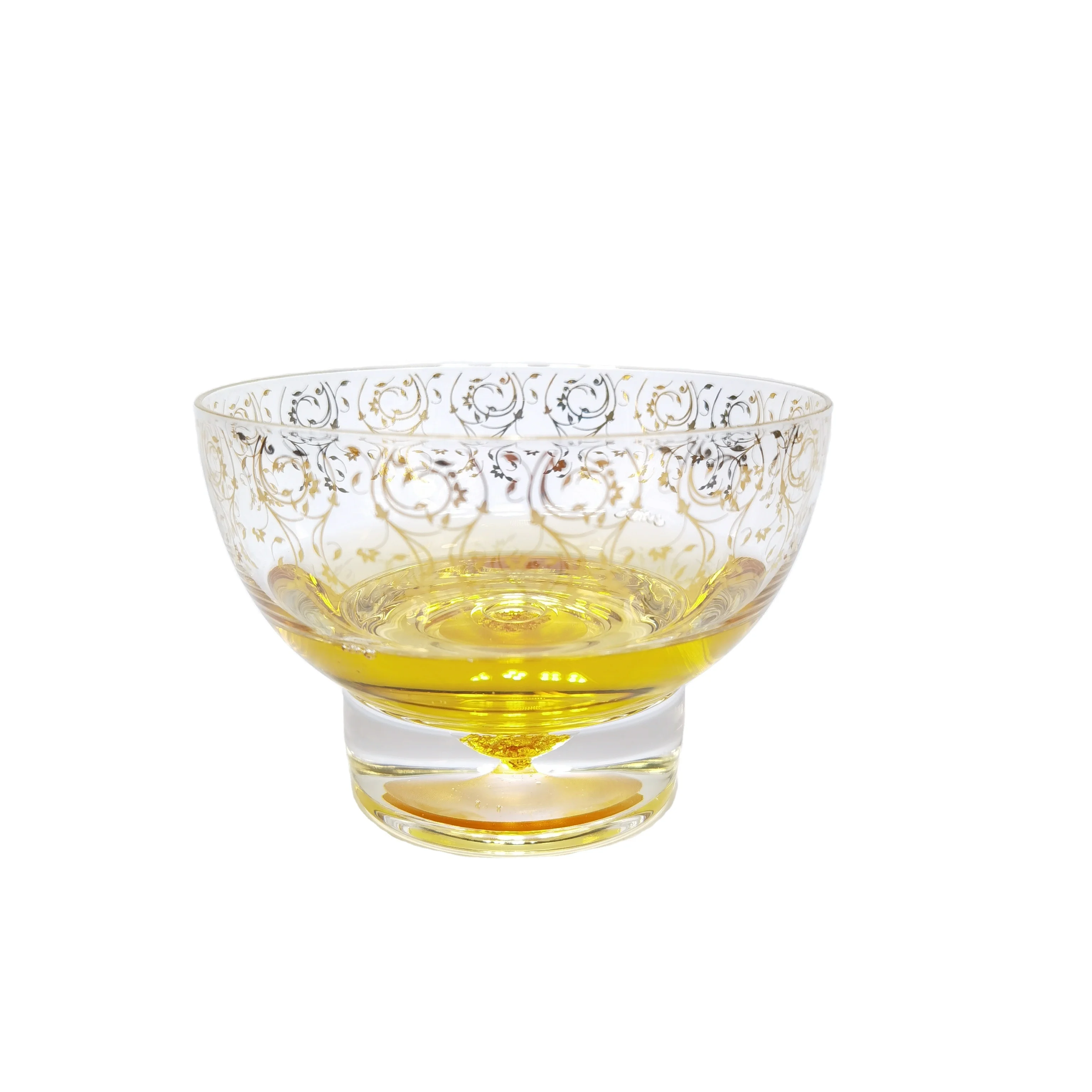 

2022 Popular Prevailing Bowl Glass Sugar Salad Glass Bowl Set Glass Serving Bowl With Customizable Lid, Golden