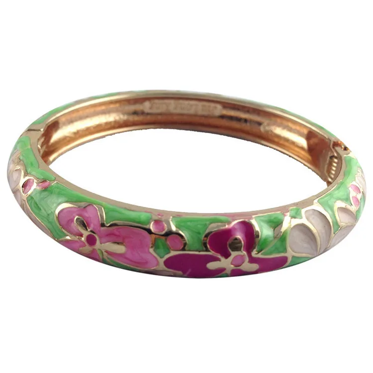 

WIIPU Ladies retro cloisonne enamel bracelet butterfly flower metal open bracelet fashion jewelry