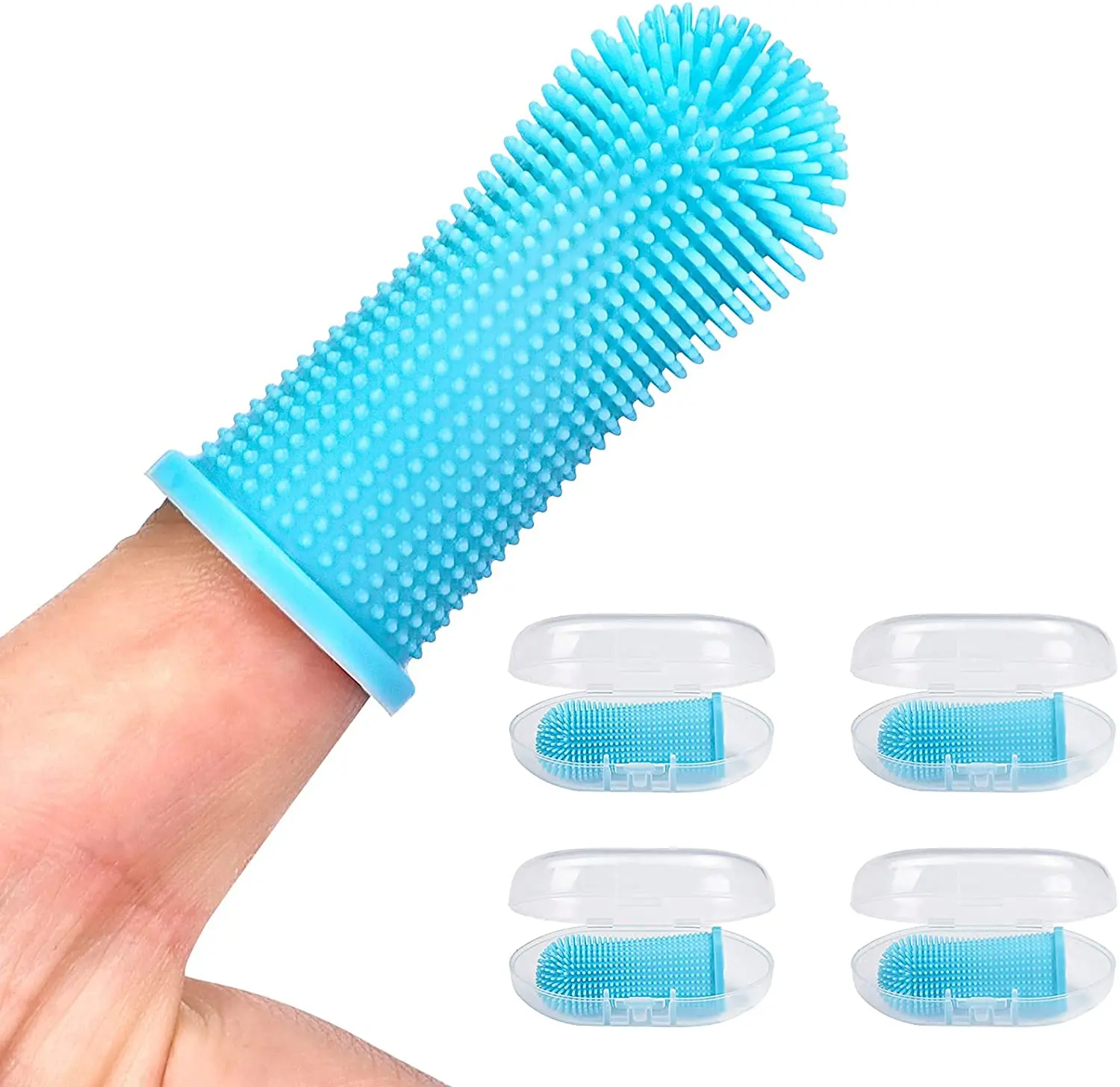 

QIJI Dog Toothbrush for pet Teeth Cleaning Dog Tooth Brushing Kit Set of 4 pet finger toothbrush