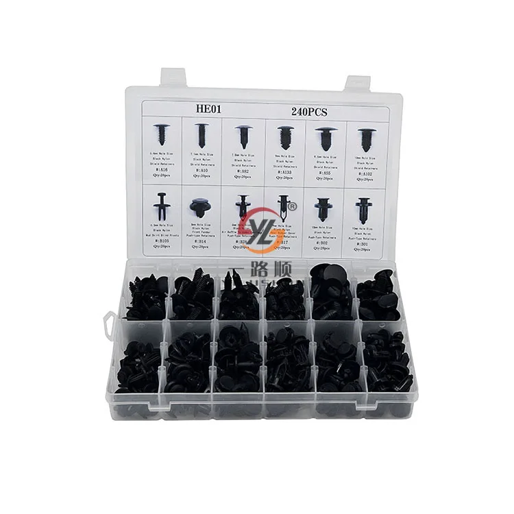 240pcs Car Retainer Clipsand Plastic Fasteners Kit Auto Push Pin Rivets Set With Fastener Remover 7298